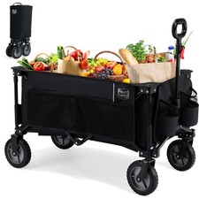 Platzsparender XXL Bollerwagen mit verstellbarem Griff und 100kg Belastung