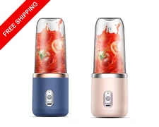 Portable Electric Juicer 2 Cups Fruit Blender Bottle Mixer 6 blade 300ml
