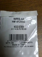 WOOD SCREW 2 X 1/4" SLOTTED ROUND HEAD PACK OF 50 ZINC PLATED STEEL