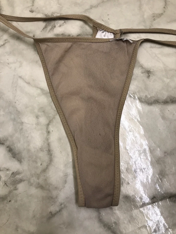 Tanga DKNY de colección Tanga en V Malla Suave Panty Marrón Ropa Interior Talla Mediana Raro Foto 2 de 4
