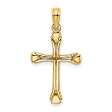 10k Yellow Gold Polished Beveled Cut-out Cross Pendant Perfect Gift for Her