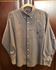 Ralph Lauren CHAPS Mens Grey Long Sleeve Button Down Dress Preppy Shirt Size Med