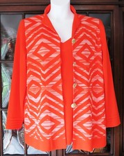 Misook: Orange 2x Jacket With White Diagonal Details & 2x Matching Color Shell