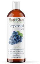 Grapeseed Oil 16 oz. Cold Pressed 100% Pure Natural For Skin, Face, Hair Massage