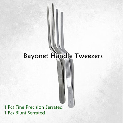 Stainless Steel Food Tongs Offset 6'' Tweezers Chef Use Plating, Decorating Tools