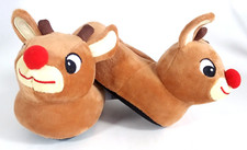 Rudolph The Red Nosed Reindeer Size 4 Youth Slippers Brown NWT