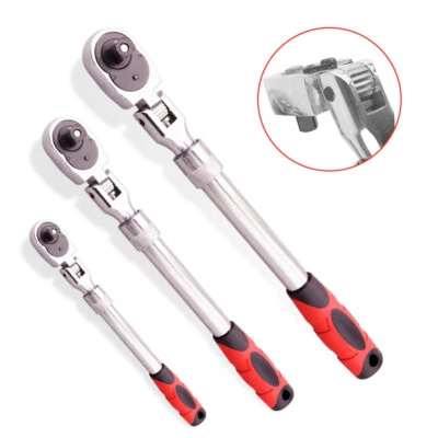 Retractable Extending Ratchet Wrench 72T Handle Spanner Tools 1/4" 3/8" 1/2" - Image 1 of 4