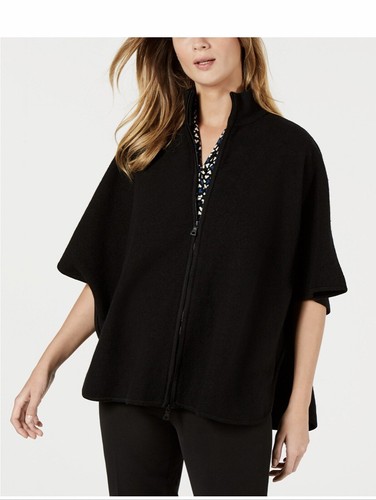 Anne Klein Front Zip Black Cape NWT Sz 