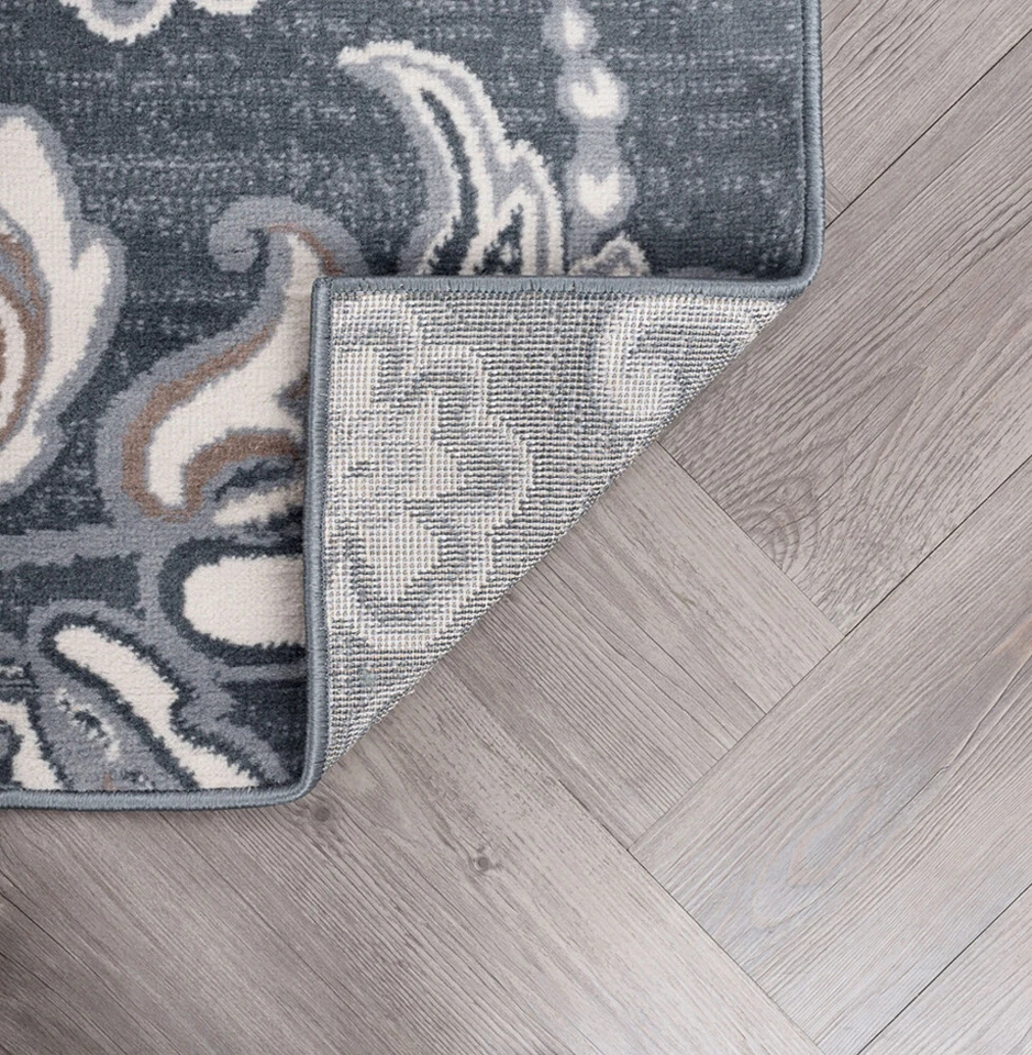 Gray Contemporary Synthetics Leaves Curves Blossoms Area Rug Floral MDN3541 - Image 3 of 4