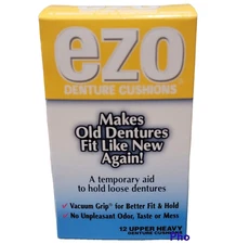 EZO Denture CUSHIONS ONE box of 12 UPPER Heavy NEW IN Box VHTF COLLECTIBLE 