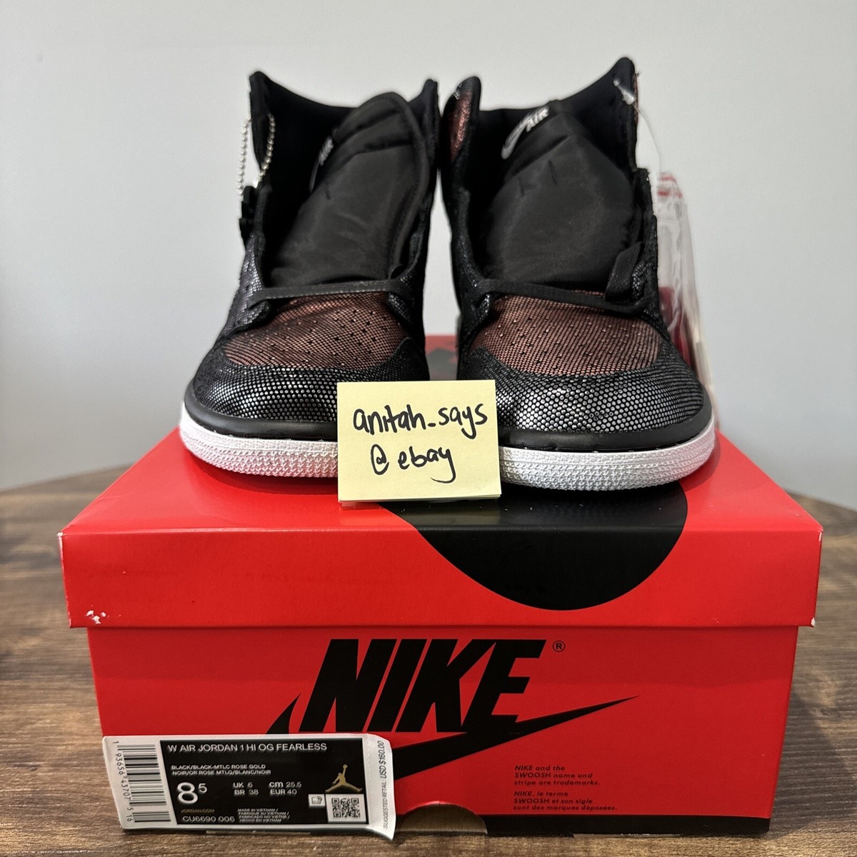 Size 8.5 Air Jordan 1 Retro OG High Fearless W CU6690-006