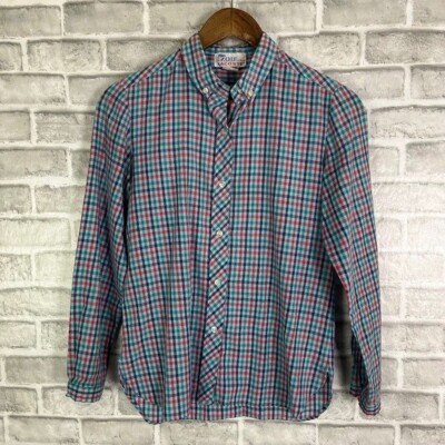 VTG Izod Lacoste for Teens Quad Color Gingham LS Button Up Shirt Girls Medium