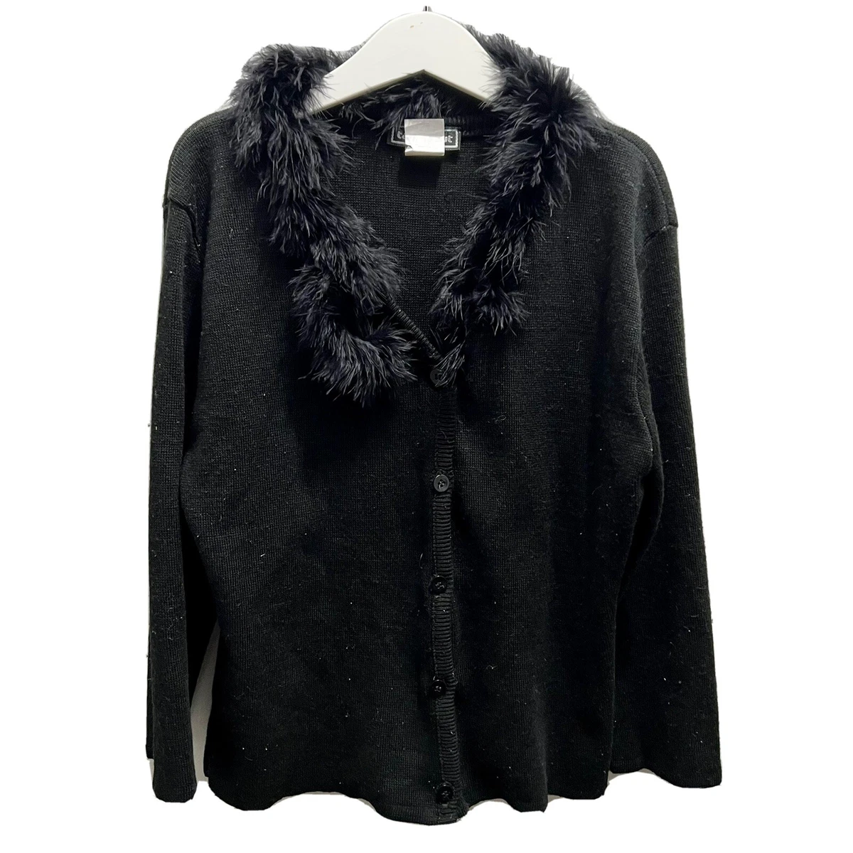 Furry top black cardigan