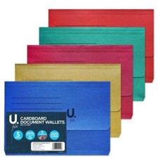 A4 CardBoard Filing Document Wallet Folders Manilla Card - Half Flap 5 Colours