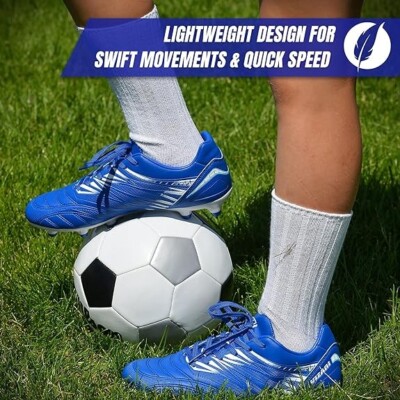 Vizari Valencia Adult Soccer Cleats, Size-10.5, Blue, VZSE93401M