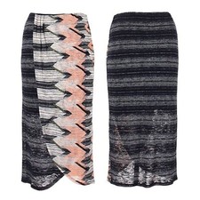 Maeve Anthropologie Boho Navy Blue Geometric Knit Midi Column Skirt Size XS