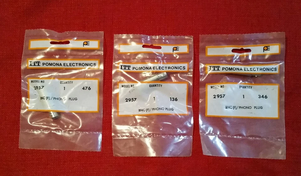 2x Pomona Audio / RF Adapter BNC (M) Male to RCA Phono Jack (M) Male, NOS Bagged - Image 3 of 4