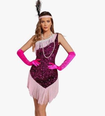 Roaring 20's Adult Women's Flapper Costume Gatsby Dress 1920s Pixiemain  Large