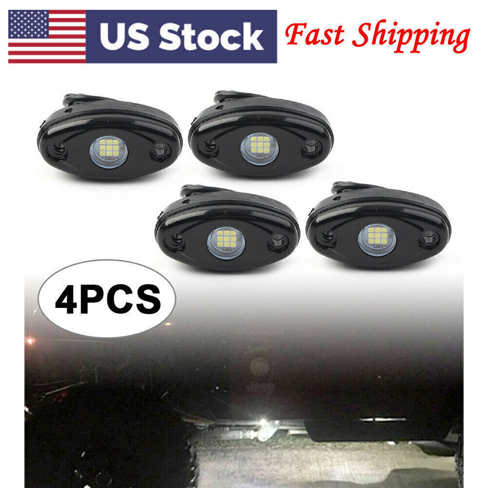 4-Piece LED Rock Lights for Cars & SUVs - Underbody Off-Road Lighting Kit in White