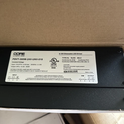 CORE LIGHTING PSVT-300W-24V-UNV-010 Dimmable LED Driver Constant Voltage NEW