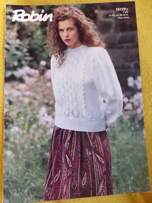 Robin No.15129c Vintage Strickanleitung: Damen Pullover 28-42''