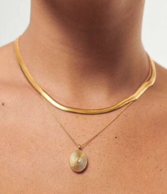 Missoma Engravable Oval Ridge Locket Necklace