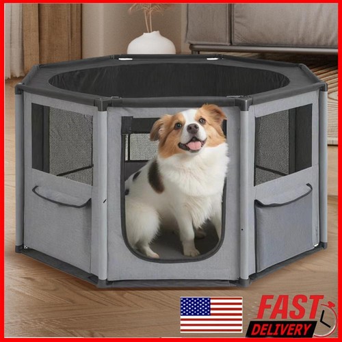 Dog Playpen Oxford Fabric Cat/Dog House Cage Waterproof Pet Octagonal Cage Fence
