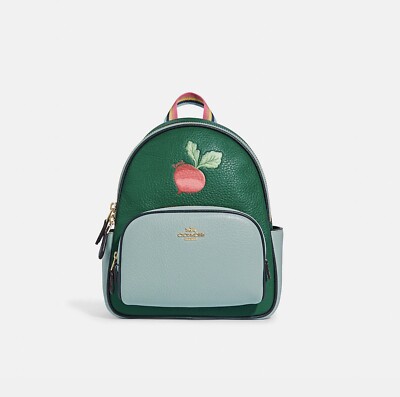   Coach  MINI  Court Backpack With Radish Gold/Green/Light Teal Multi C8259
