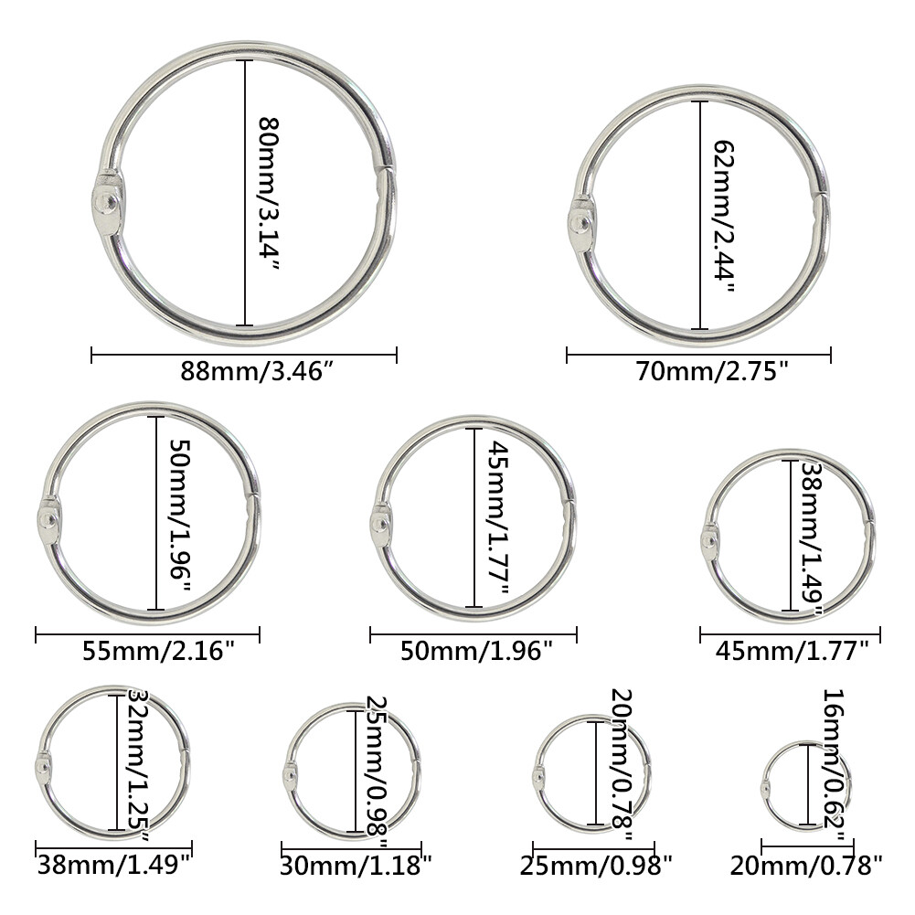 Tanstic 30Pcs 3 Ring Metal Loose Leaf Binders Book Rings 3