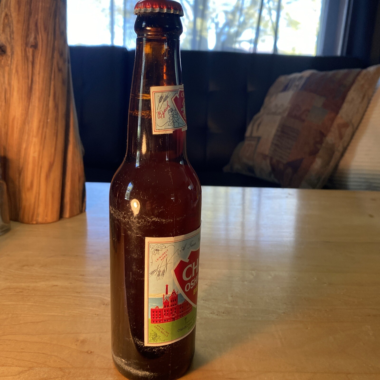 Vintage 1965 Chief Oshkosh Beer Bottle 12oz.