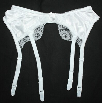 Beautiful WHITE Satin/Lace strap Suspender/Garter belt Waist