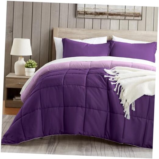 Comforter Set Dark Purple, Lightweight Queen Dark Purple/Light Purple-image