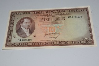 Tschechoslowakei Geldschein / Banknote 500 Kronen 1945/46
