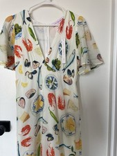 Lisa Says Gah Grace Food Print Midi Dress Buon Appetito Ivory Italian Pasta S