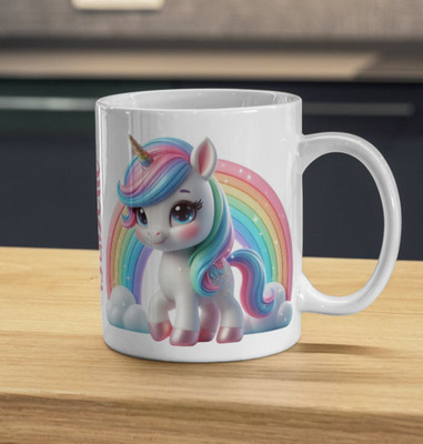 PERSONALISIERTE ''SÜSSES EINHORN'' 325ML (11OZ) GLÄNZENDE KERAMIKTASSE.