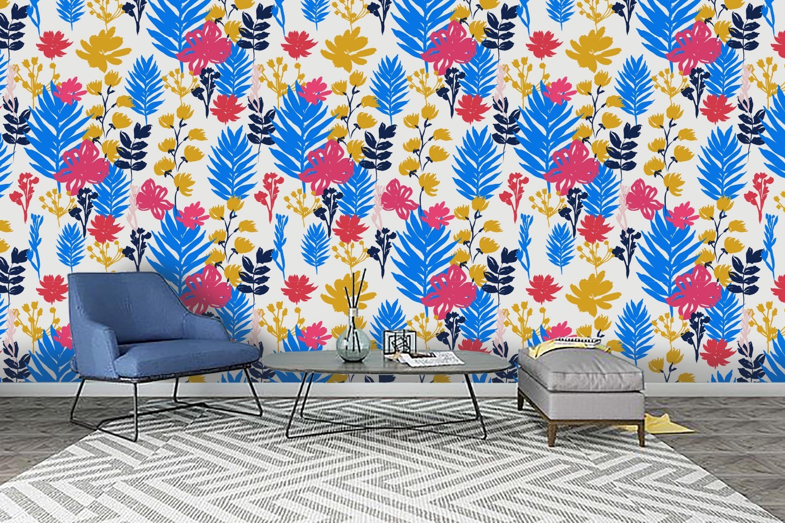 3D Flower Leaf Watercolor Pattern Wall Murals Wallpaper Murals Wall Sticker