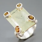 Handmade 20 ct+ Natural Prehnite Ring 925 Sterling Silver Size 7 /R456299