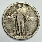 1924-S Standing Liberty 1/4 Quarter Dollar 25c San Francisco 90% Silver Coin SLQ