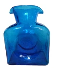 Vintage Blenko Art Glass Double Spout Turquoise Blue Water Bottle Pitcher