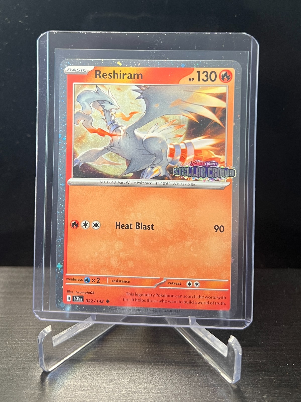 Pokemon Card Reshiram 22/142 Stellar Crown Stamped Promo Near Mint