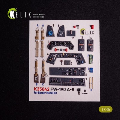 KeliK K35042: 3D Decals for Fw 190A-8 Cockpit | for Border Models 1/35 Kit