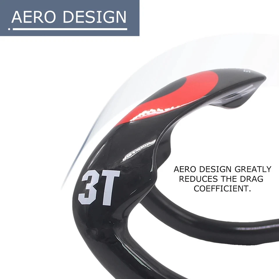 3T Full Carbon Road Track Bike Handlebar Gloss 31.8mm 370/385mm Drop Handlebar - Image 3 of 4