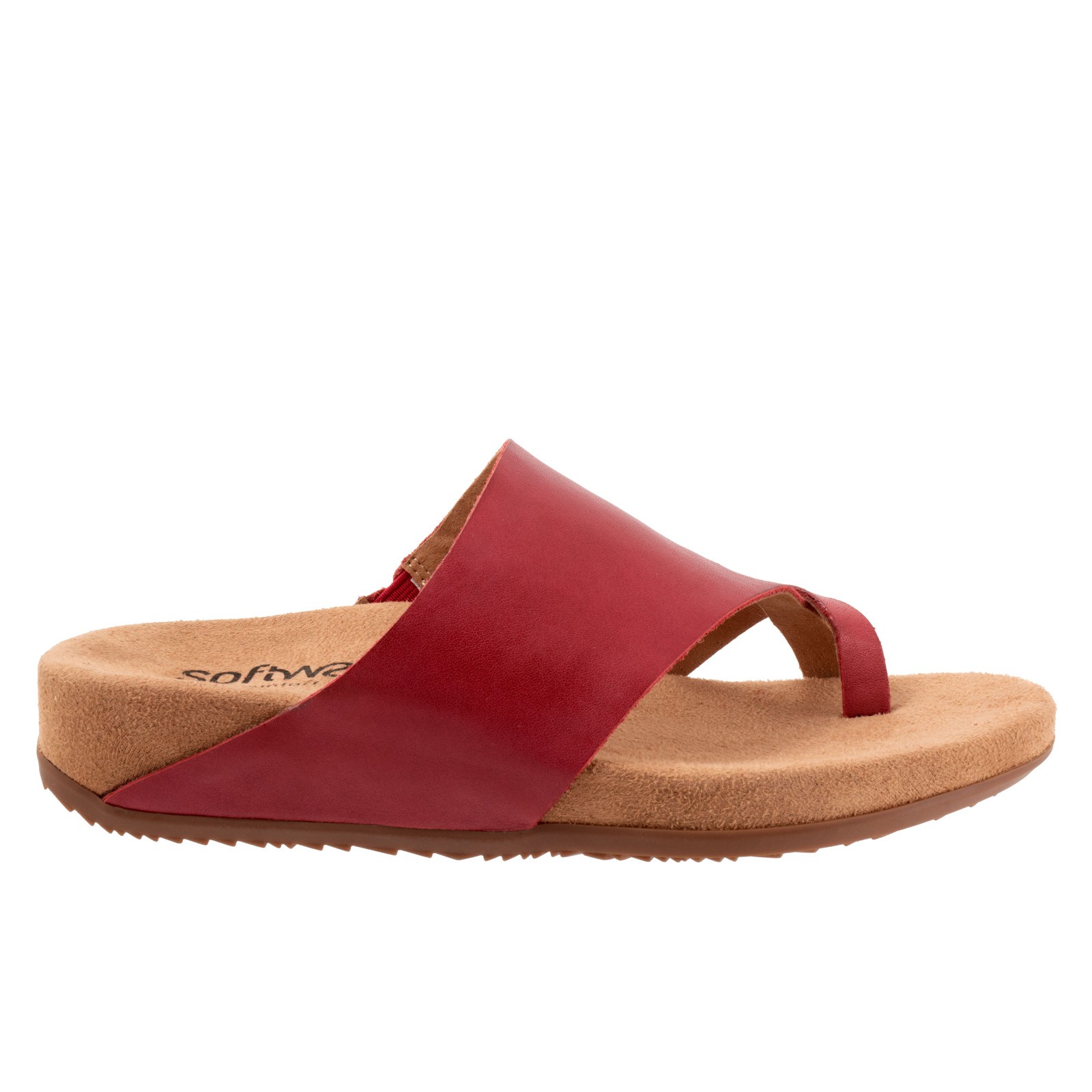 Softwalk Blaine S2305-601 Womens Red Leather Slip On Slides Sandals Shoes