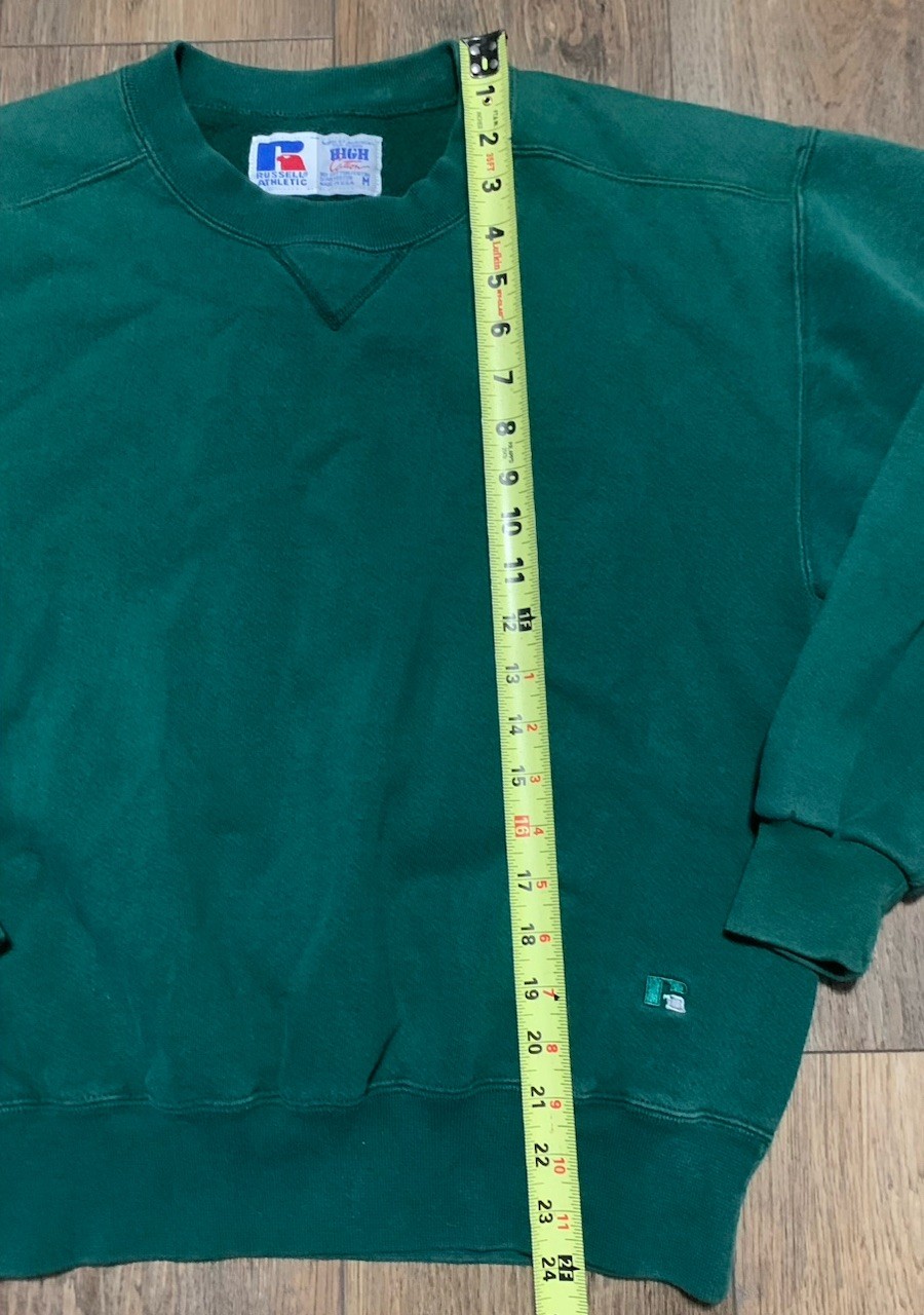 VTG Russell V-Stitch Sweatshirt Adult M Crewneck USA Made Green 80s Heavy
