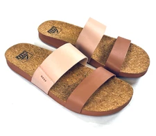 Reef Cushion Vista Sandals Womens 10 Cameo Rose Comfort Casual Slip On Slide EUC