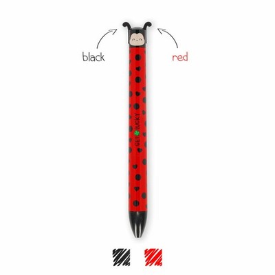 Legami Click&Clack Two-Colour Ballpoint Pen Ladybug Kugelschreiber Marienkäfer