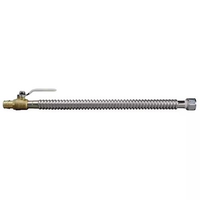 Apollo 3/4'' PEX-A x FNPT Water Heater Connector 18'' Stainless with Ball Valve