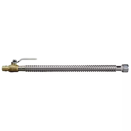 Apollo 3/4" PEX-A x FNPT Water Heater Connector 18" Stainless with Ball Valve