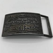 Vintage 1970s Levi Strauss Co. Original Brass Belt Buckle Made in USA