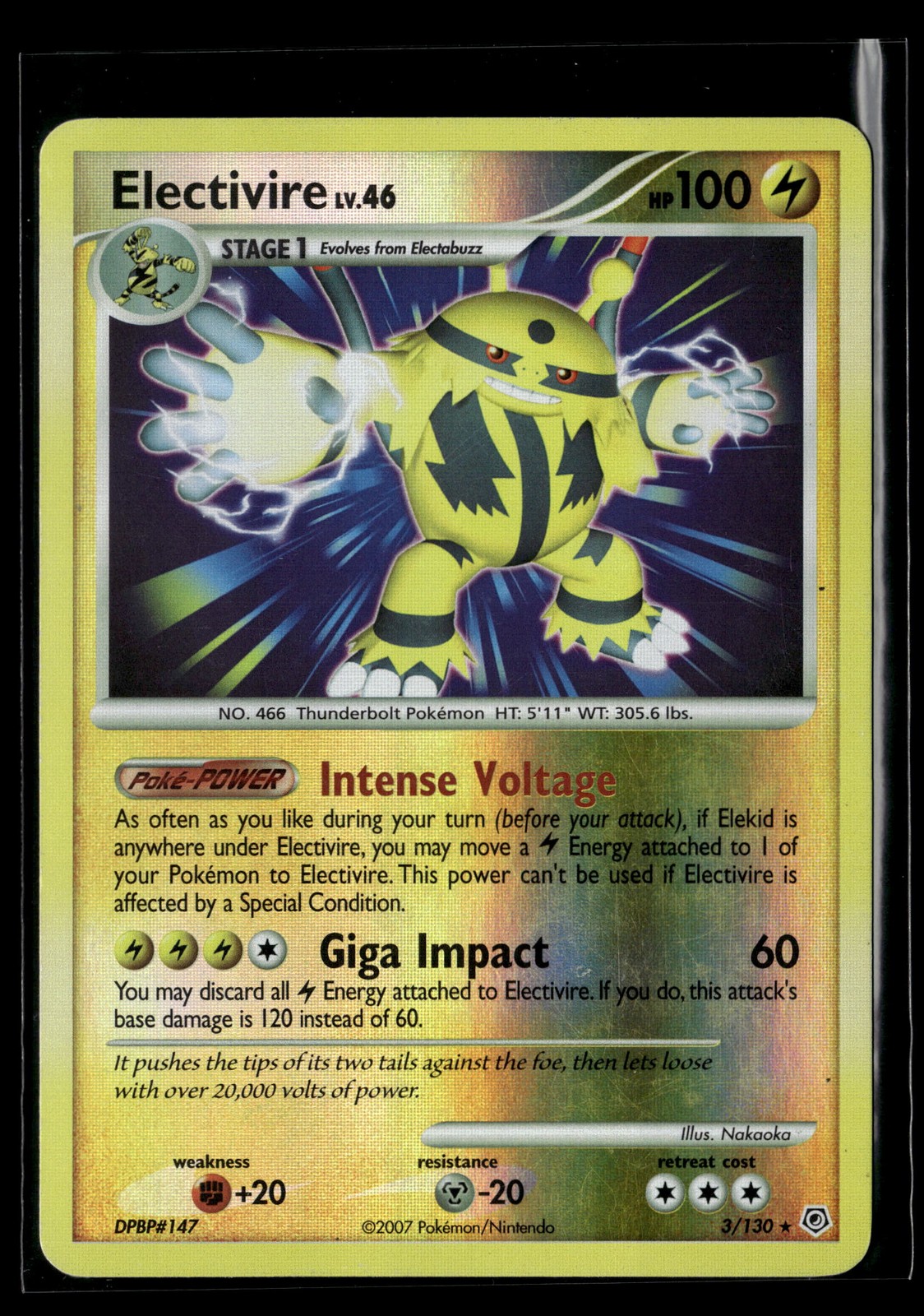 Electivire Reverse Holofoil Diamond and Pearl 3/130 LP